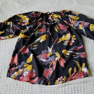 Ann Taylor LOFT Gray Blouse with Keyhole Bow